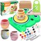 Aujazyble Pottery Wheel for Kids - Complete Pottery Painting Kit Arts and Crafts for Kids Ages 8-12 with 3 Pack Air Dry Clay Art Supplies Toys for Girls Boy Birthday Gift for 6 7 8 9 10 11 12+
